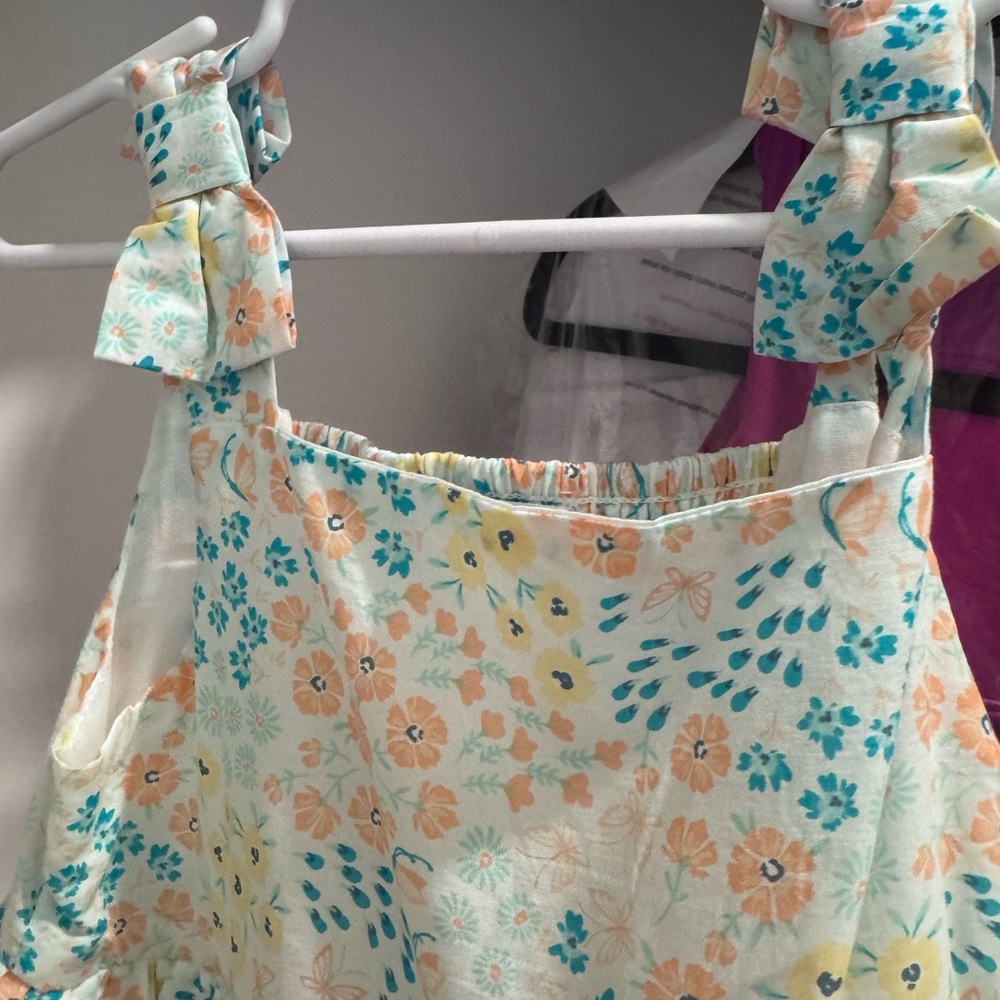 Tahari Floral Kids Dress - Blue and Peach